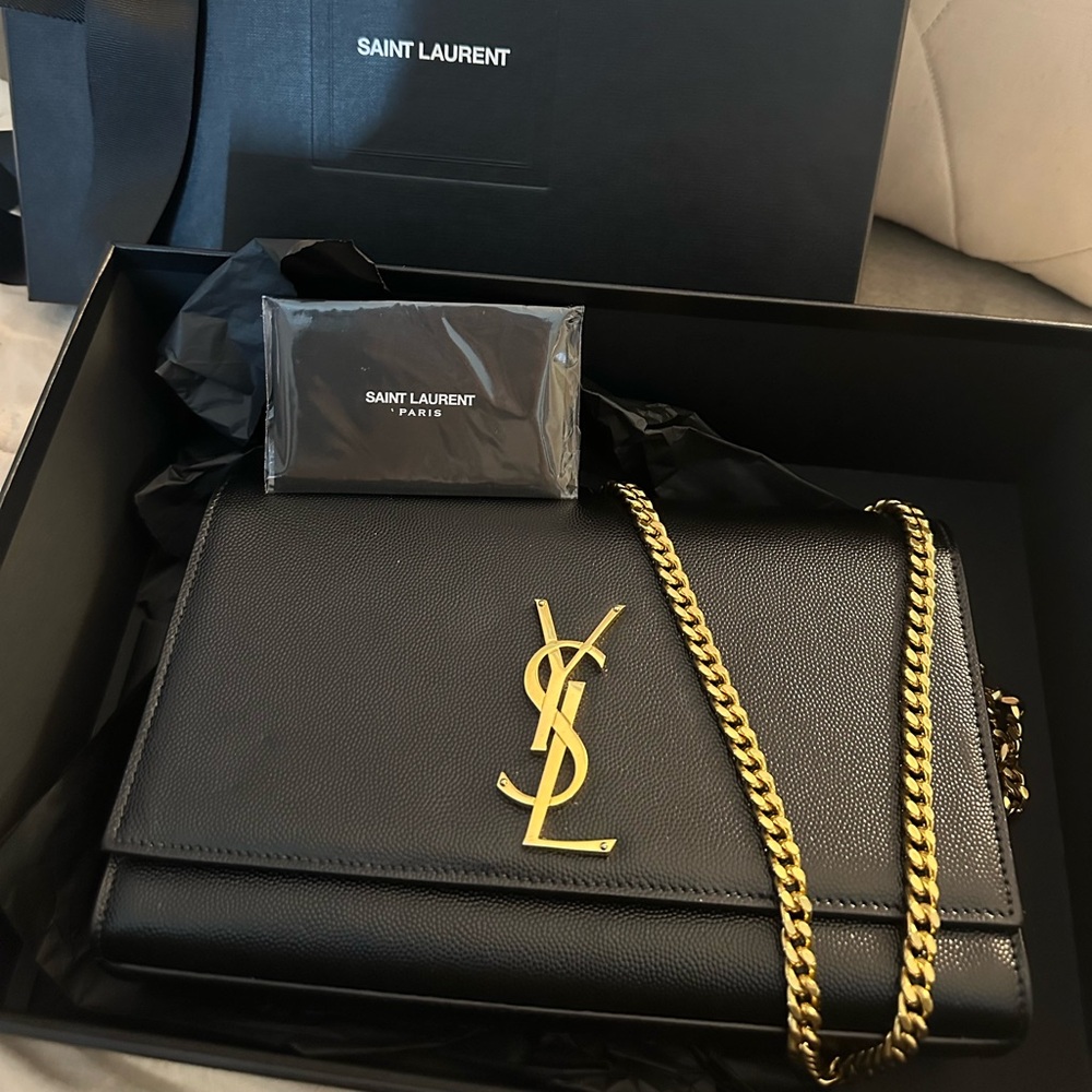 Saint Laurent Kate medium embossed-leather shoulder bag